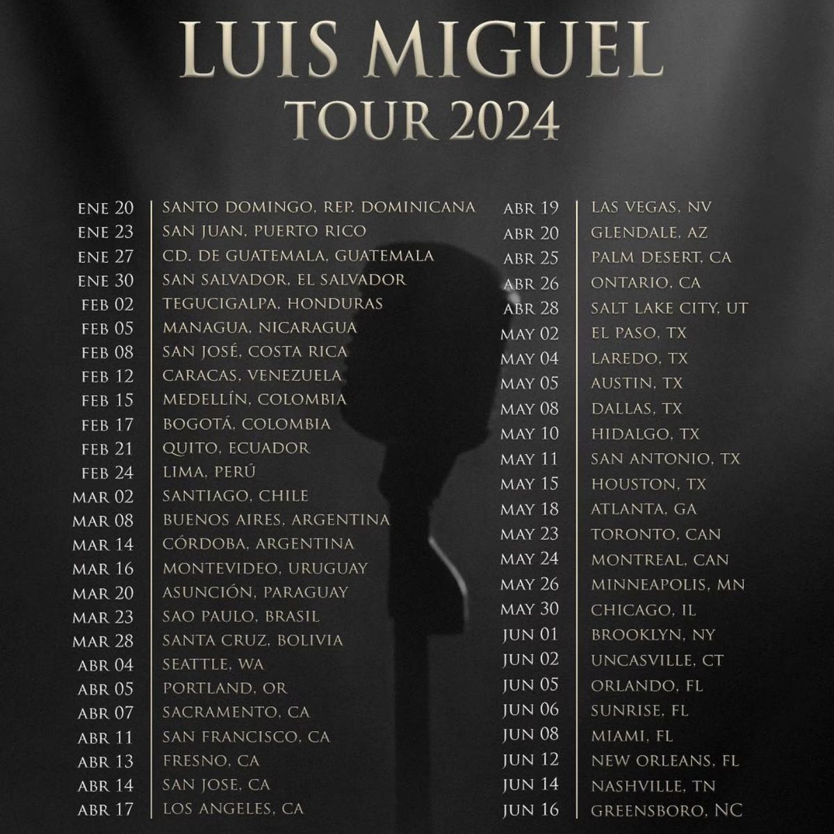 Conciertos de Luis Miguel para 2024.