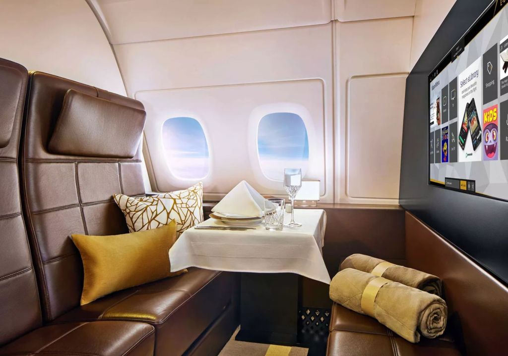 Sala de estar, cama y más, así es la cabina más lujosa del avión de Etihad Airways
