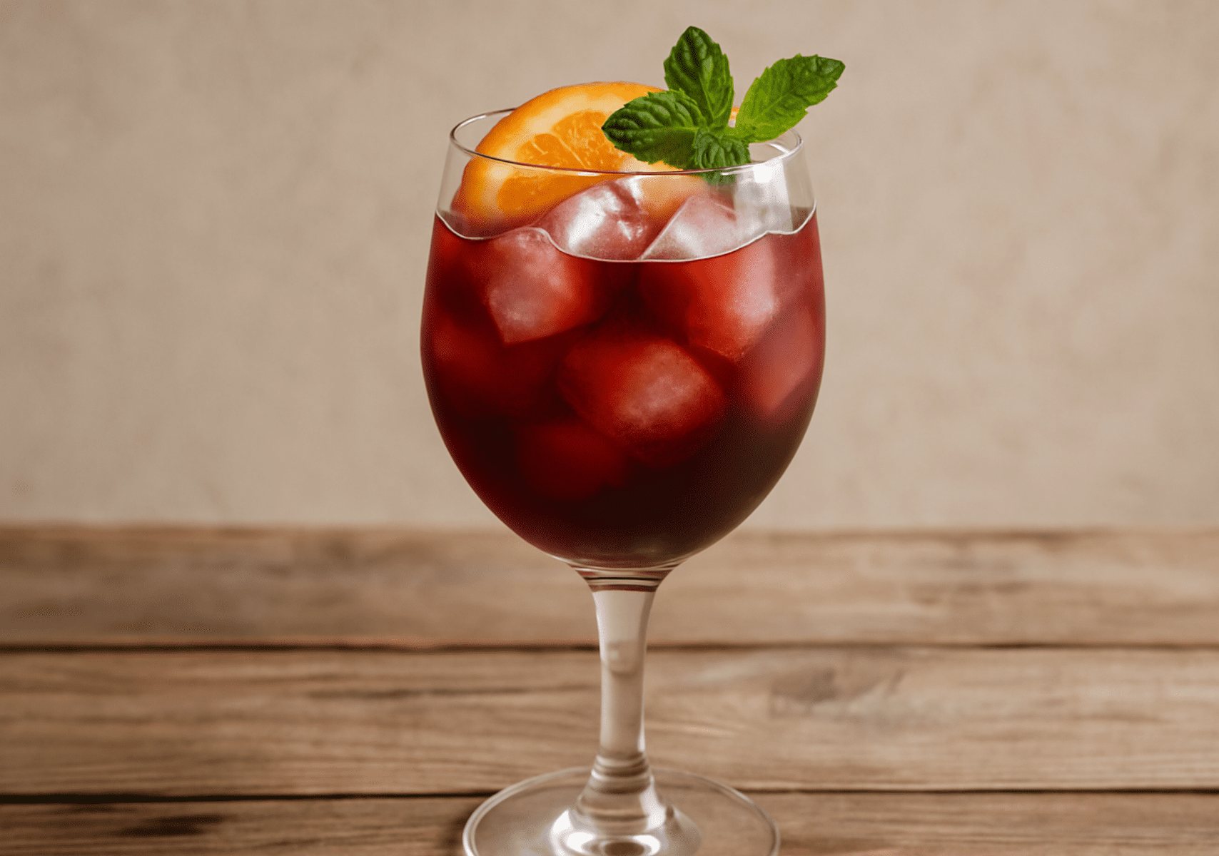 Una copa de tinto de verano sobre una mesa